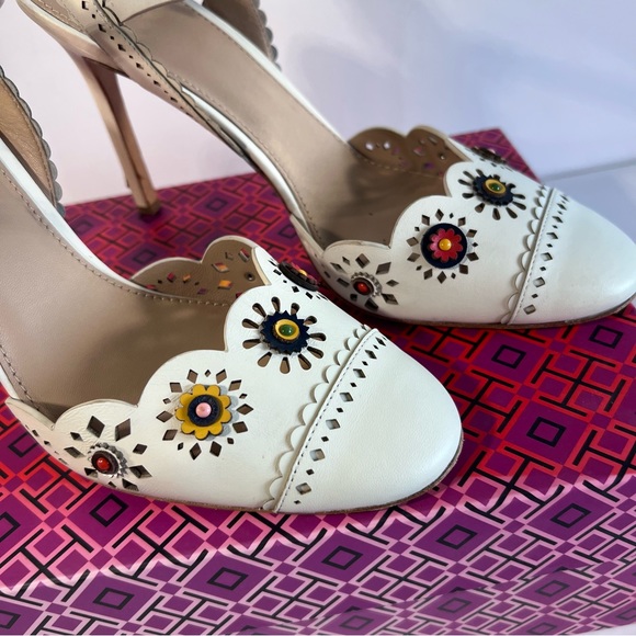 Tory Burch Heels Marguerite Nappa Ivory 9.5 - Used - Picture 14 of 16